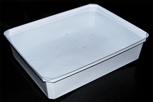 ref.17401bb:Envase rectangular con base blanca y tapa transparente